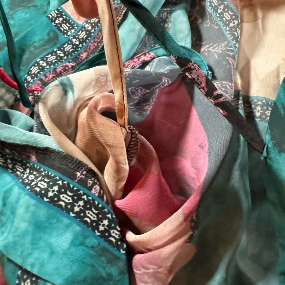 CACIQUE Robe Womens Size 14/16 Multicolored Lucille Patchwork Chiffon Kimono NEW - Picture 5 of 7